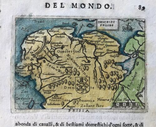"FRISIA", (The Netherland), Ortelius' map, Italian edition pocket atlas, ca.1667 - Photo 1 sur 2
