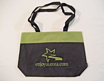 NWOT enjoy aurora.com Gemline Black and Olive tote bag 12x17.5x5 /31x46x12 cm.