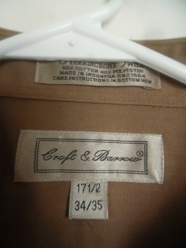 Croft And Barrow Herringbone Twill Men's Long Sleeve Camel Shirt Sz 17 1/2 34-35 - Picture 2 of 3