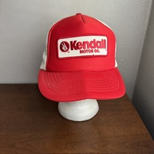 Kendall Motor Oil Peace Snapback Trucker Hat Cap Made In USA White Mesh Back 70s