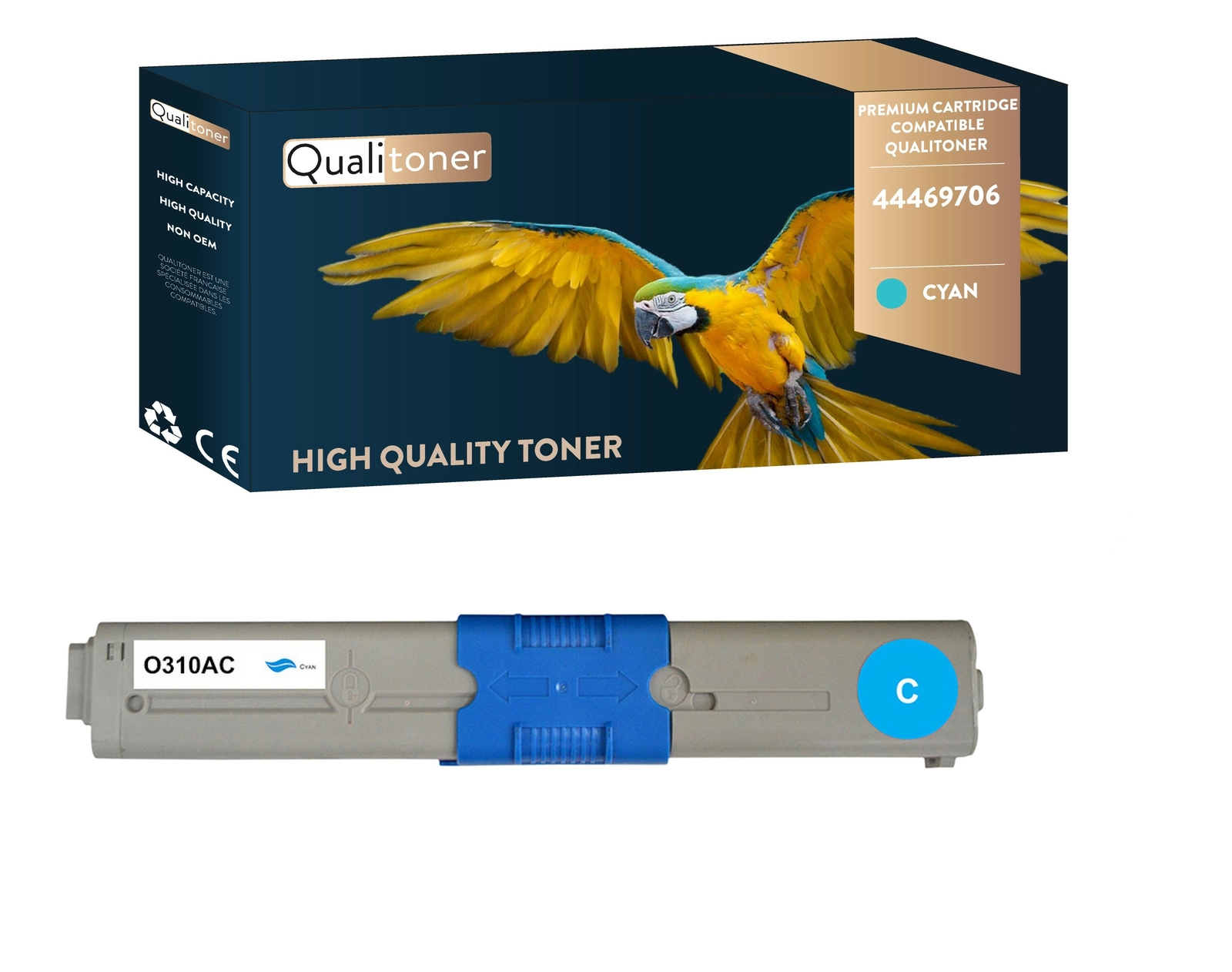 Toner OKI 44469706 compatible cyan Qualitoner pour stopper les pannes d'encre