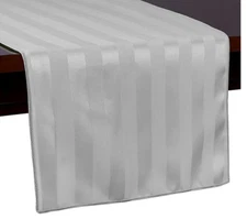 Poly Stripe 72-Inch Table Runner in Grey