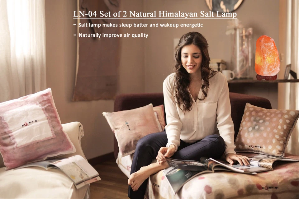 IndusClassic Lámpara de Sal de Cristal Natural del Himalaya Purificador de Aire 6~9 Lbs Juego de 2 Foto 3 de 4