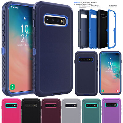 For Samsung Galaxy S10e S10 Plus Heavy Duty Rubber Hard Phone Case Cover / Clip