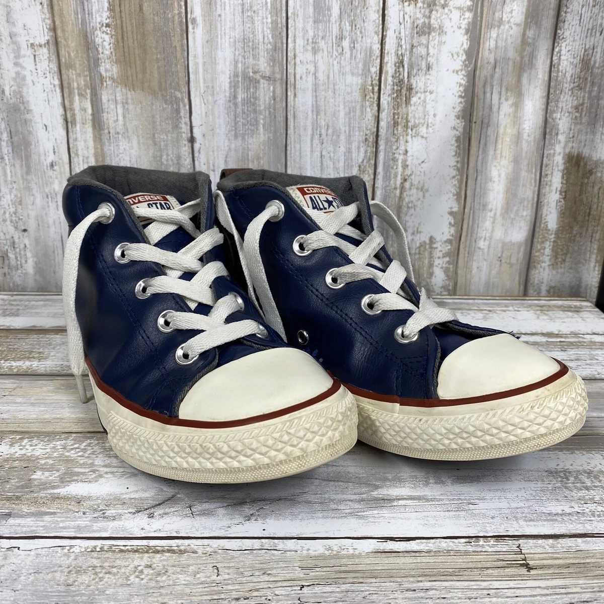 Converse Blue Leather size 4 Chuck Taylor Mid Top sneakers Pre Owned