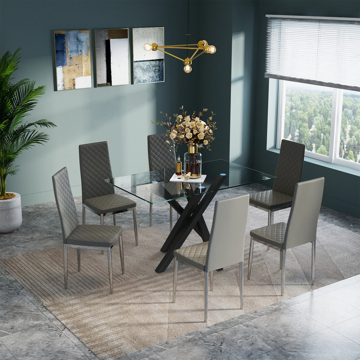 130cm glass dining table online