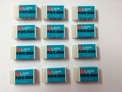 12 PCS LION ERASER P-100 SCHOOL SUPPLY