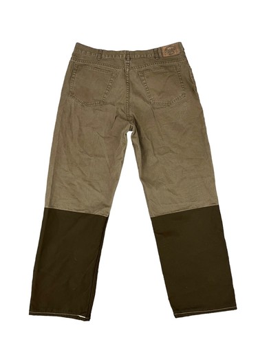 Cabelas Brown Canvas Double Knee Brush Guard Pants Sz 38x31 Hunting Fishing - Picture 2 of 6