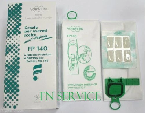 6 SACCHETTI VORWERK FOLLETTO VK 140-150 ORIGINALI + 6 PROFUMINI vk 150 vk140