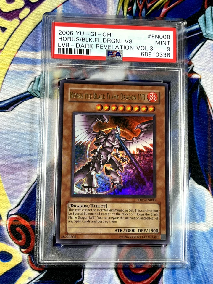 Yugioh Horus The Black Flame Dragon LV8 DR3-EN008 PSA 9 Ultra Rare - Image 2 of 4