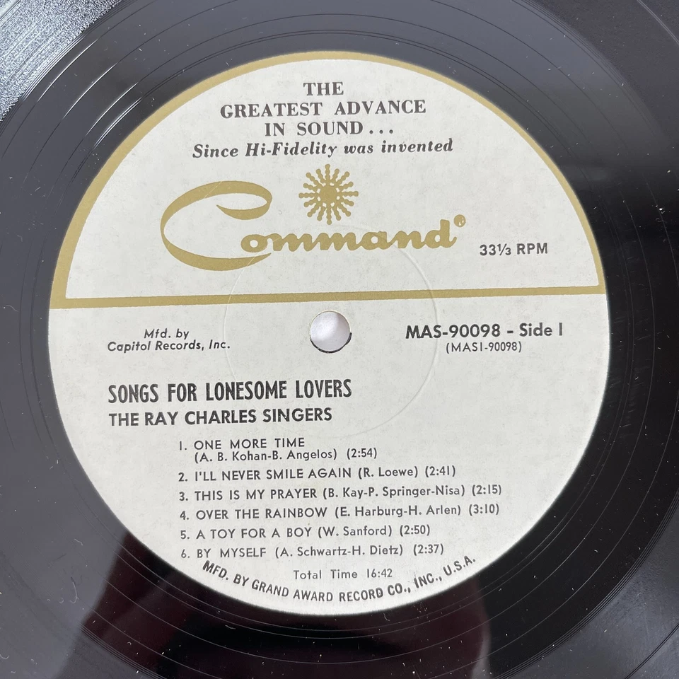 The Ray Charles Singers – Songs For Lonesome Lovers Vinyl, LP 1964 Command Foto 2 de 2