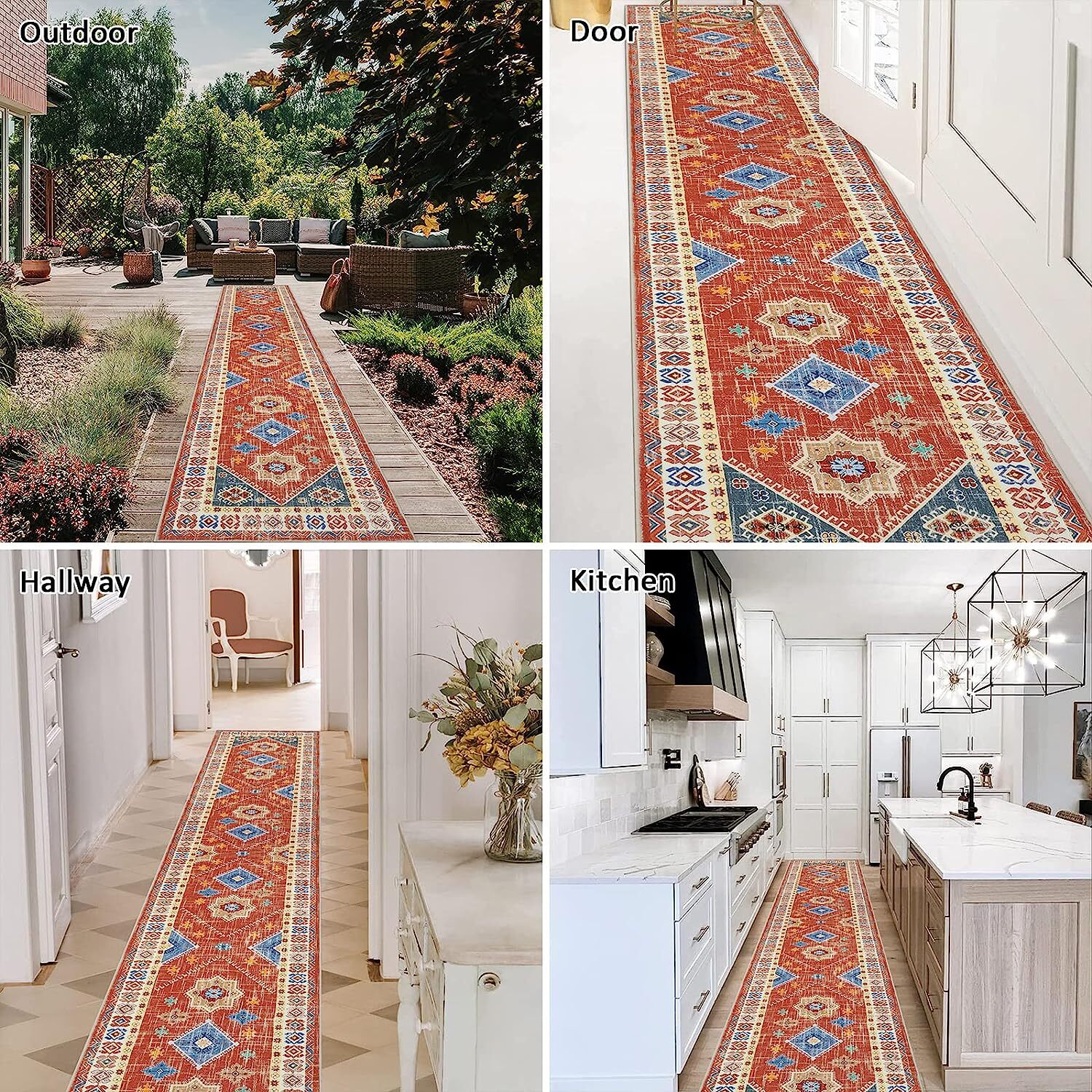 Lokhom 2'x10' Boho Kitchen Runner Rug Non Slip Long Rug Entryway