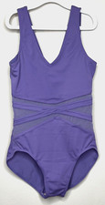 Balera Dancewear Women  s V-Neck Leotard, Sz XSA 0-2 , Purple W/mesh Inserts