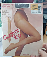 JCPenney Super Shaper Pantyhose Sheer Control Top Stretch Legs Queen Short Taupe