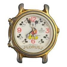 VTG Disney LORUS Mickey Mouse 2 Songs Musical Watch Small World WORKS No BAND