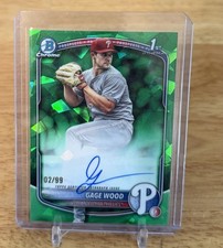 2025 Bowman Draft - 1st Bowman Green Sapphire Auto #CPAGW Gage Wood 02/99 Philly