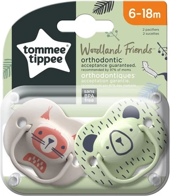 Tommee Tippee Moda Woodland Pacifiers with Symmetrical Design 6 -18 months