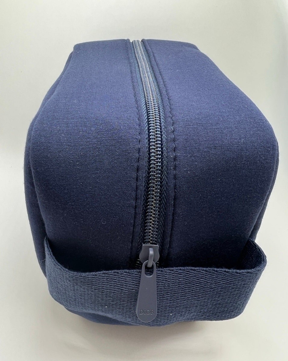 Dior CD Logo Men Navy Blue Toiletry Bag Dropp Kit Travel Pouch
