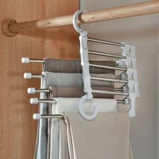 5 in 1 Multi-functional Pants Rack Shelves Stainless Steel Wardrobe Magic Hanger