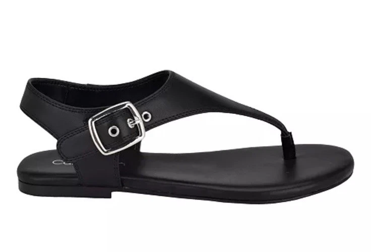 Calvin Klein Moraca Flat Sandals – Women’s Black  Thongs Cognac, Size 9 M - Image 2 of 4