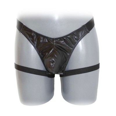 Black Mens Lingerie Low-Rise Faux Leather (M)