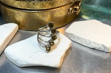 Genuine 925 Sterling Silver and Citrine 5 Gemstone Ring Several Sizes