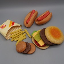 Lot Vintage MTC 1987 Play Food Toys Realistic Hot Dog Cheese Burger Fries