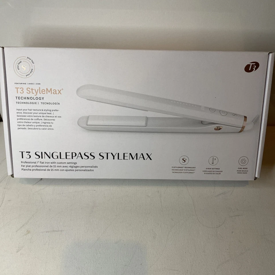 T3 Singlepass Stylemax 1'' Flat Iron 9 Heat Settings For Straightening & Curling - Image 2 of 4