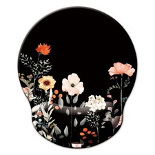 Mouse Pad with Wrist Support, Ergonomic 9.9L x 9.1W inches, U-flower black