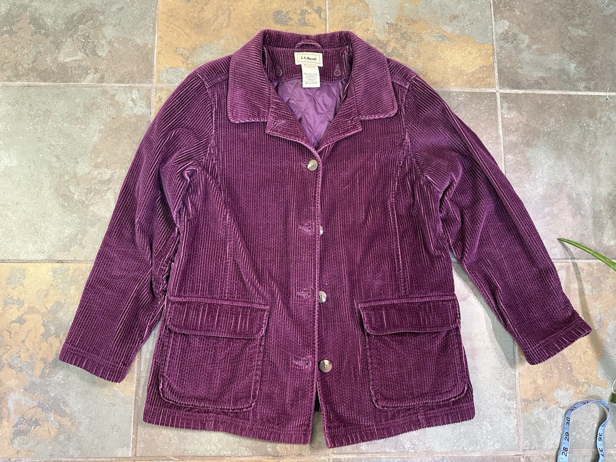 Vintage Women's LL Bean Quilt Lined Purple Corduroy Jacket Size