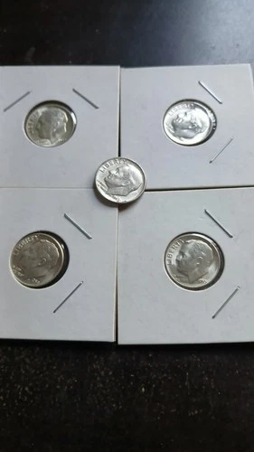 Lot of 5  Roosevelt Dimes 4 Uncirculated      90% Silver Free Shipping