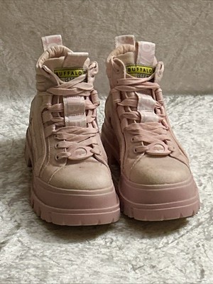 Buffalo Aspha Mid Rose vegane rosa Damenstiefel UK Größe 5