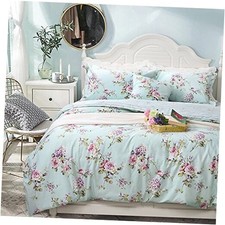 Floral Duvet Cover 100 Cotton Blue Green Farmhouse Bedding Queen Green Blue