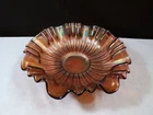 Vintage Fenton Amethsyt Purple Carnival Glass Stippled Rays Bowl 9" Wide
