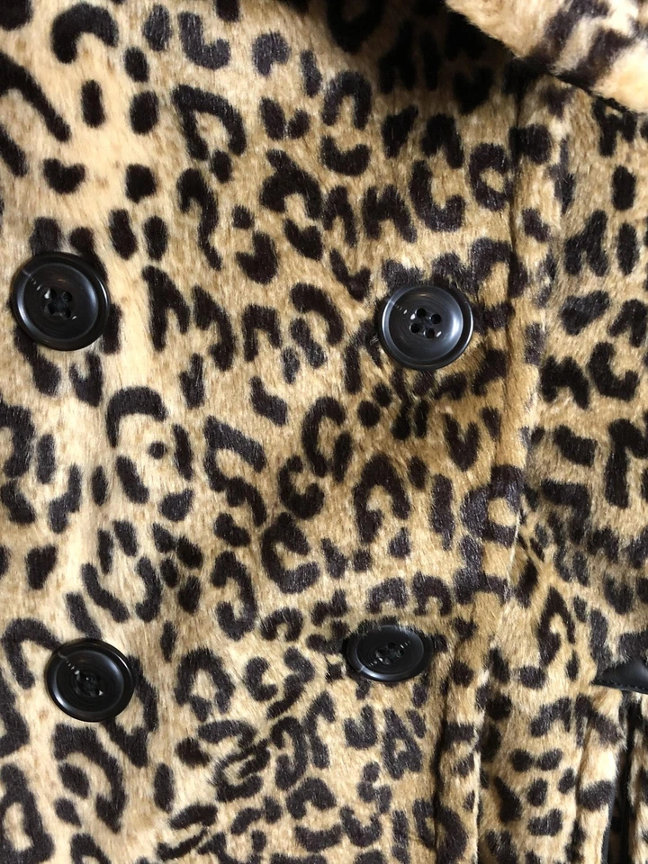 Abrigo Denim & Supply Ralph Lauren Mujer Pequeño Leopardo Imitación Piel Doble Pecho Foto 2 de 4