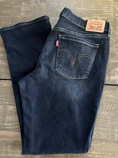 Women  s Levi Strauss 505 Straight Dark Wash Blue Jeans Size 8S W29 L30