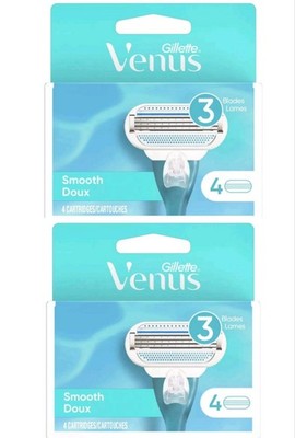 Venus Smooth Women's Razor Blade Refill- 4 Count 2 Pack - 8 Refill total