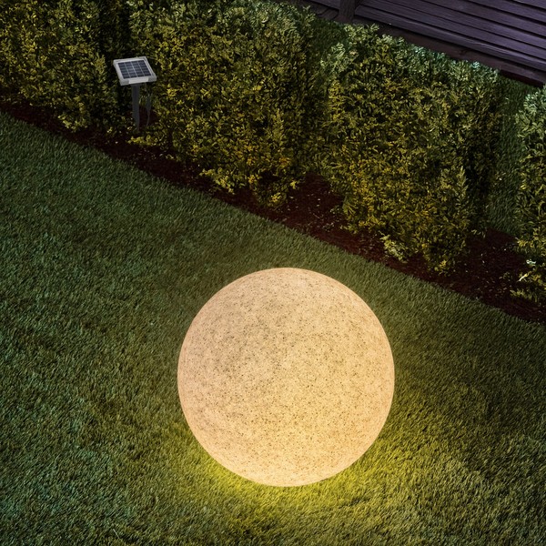 esotec Solar Stein-Leuchtkugel, 30Cm, 9 Leuchtfarben, Akku, Winterfest, 106117-image