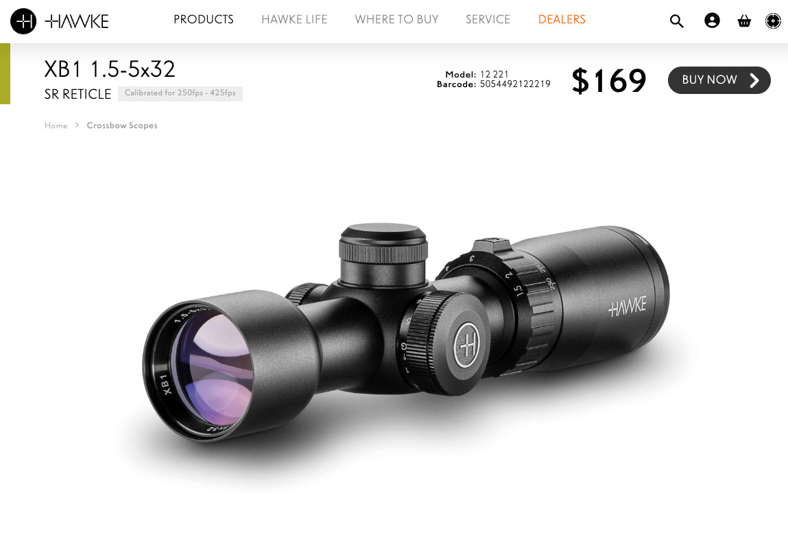 Hawke XB1 1.5-5X32 SR Crossbow Scope - Black (12221) Brand new