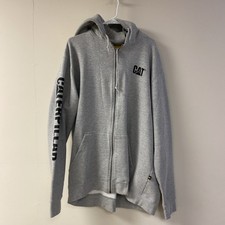 Caterpillar Men's Heavyweight Hoodie Sweatshirt Cat Construction Theme Size 2XL