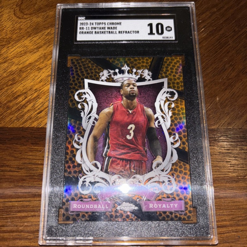 2023-24 Topps Chrome Dwayne Wade Orange Basketball Refractor SGC 10