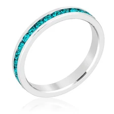 Stylish Stackables Turquoise Blue 3mm Crystal Eternity Stack Band Ring