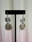 Vintage 925 Sterling Silver Thailand Dangle Earrings Brass Ring Boho 2”
