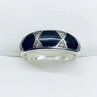Vintage 925 Sterling Silver Black Onyx Inlay CZ Native American Ring Size 9.5