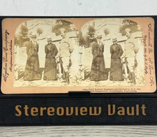 Keystone 11854 Lord Roberts' Daughters & A.D.C. Bloemfontein S. Africa 1900