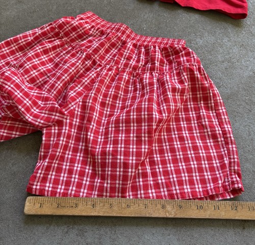 VTG 90s Osh Kosh Youth Girls Kids Outfit Plaid Red Gingham Shirt Shorts 6X USA - Picture 17 of 19