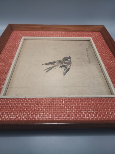 Vintage Framed Asian Scroll Fragment of a Bird - Picture 9 of 14