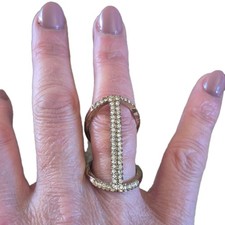 Vintage paste womens ring. Size P. Gold tone. Diamond effect. Sparkly.