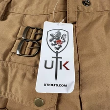 UTKilts Utility Kilt Mens 34 Khaki Pleated Poly Cotton Cargo Pockets Adjustable