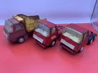 1970’s Tonka Vintage Pressed Steel 5” Dump truck And 2- Red White Haulers